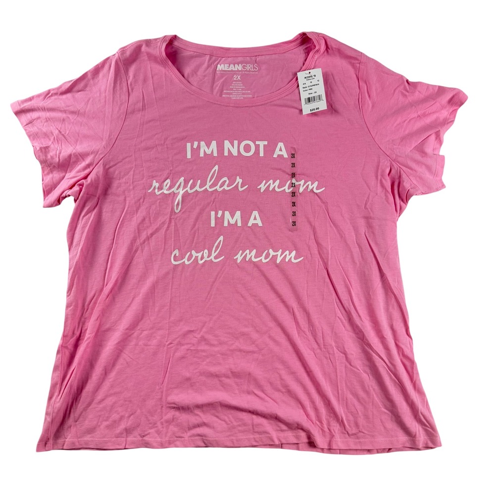 Mean Girls Cool Mom Graphic T-Shirt Pink Plus Size 2X New Q118JPMT0619